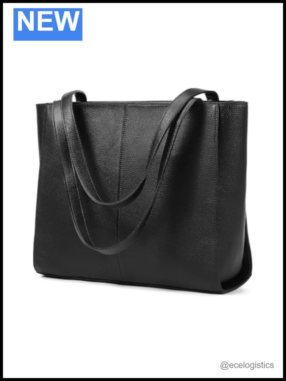 Genuine Leather Large Tote Bag with Laptop Compartment, Work Shoulder Purse